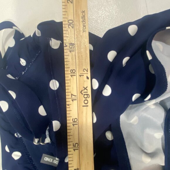 Lands End Tankini Swim Top Womens Size 18W Navy Polka Dot Ruffle Beach Resort C - Picture 10 of 14
